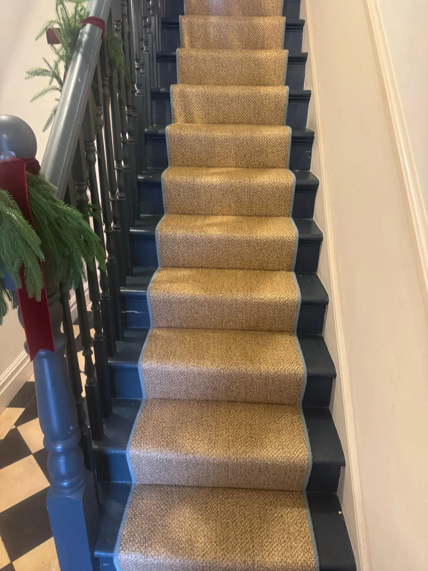 Finished stair runner installation