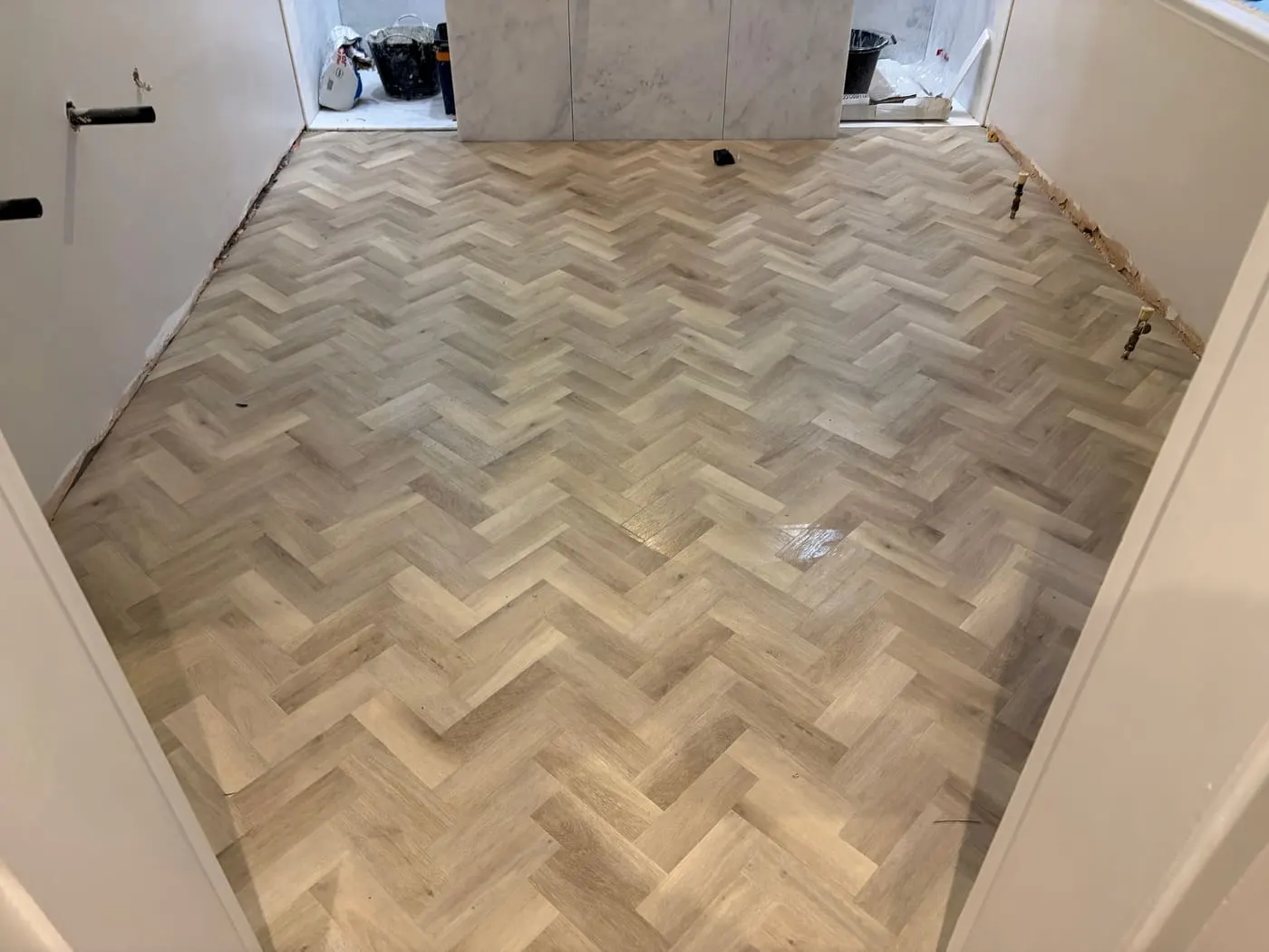 Finished herringbone flooring project