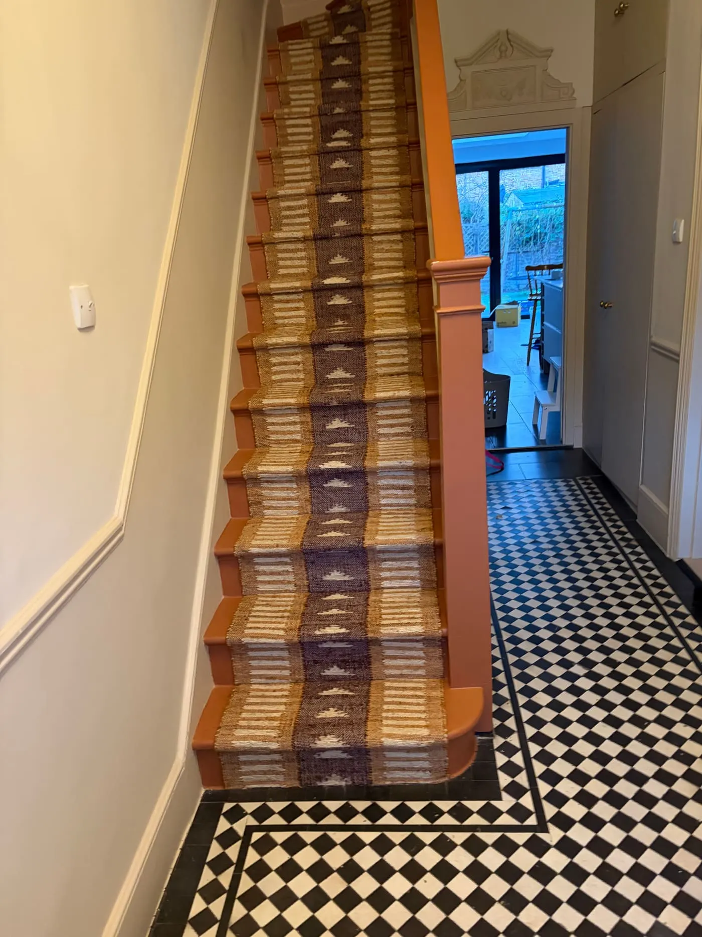 Finished stair runner installation